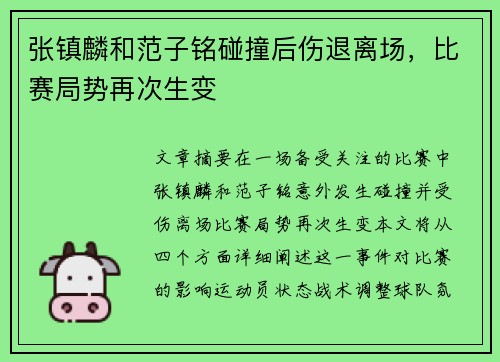 张镇麟和范子铭碰撞后伤退离场，比赛局势再次生变